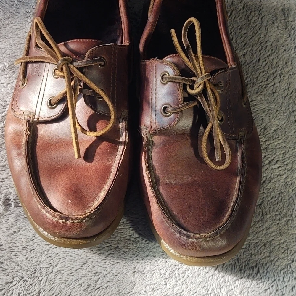 .Timberland Chestnut Brown Leather Boat Shoes Sz 10